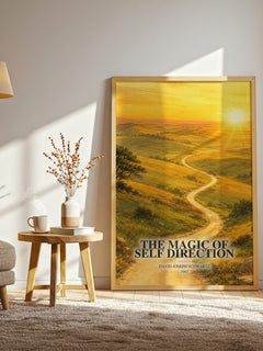 The Magic of Self Direction watercolour print in frame leaning in hallway – non fiction wall art