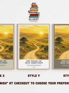 The Magic of Self Direction book cover print in frame leaning in hallway – non fiction wall art