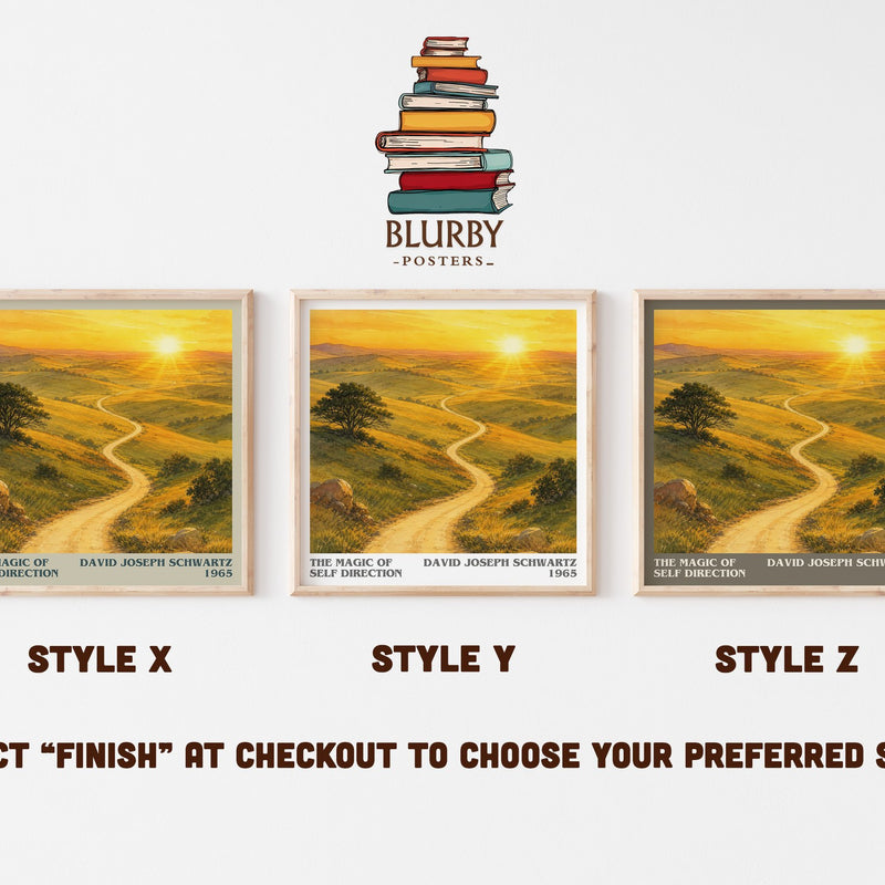 The Magic of Self Direction literary print in frame leaning in hallway – non fiction wall art