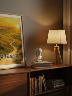 The Magic of Self Direction watercolour print on bookshelf – David Joseph Schwartz fan gift