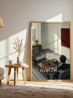Games People Play watercolour print in frame leaning in hallway – non fiction wall art