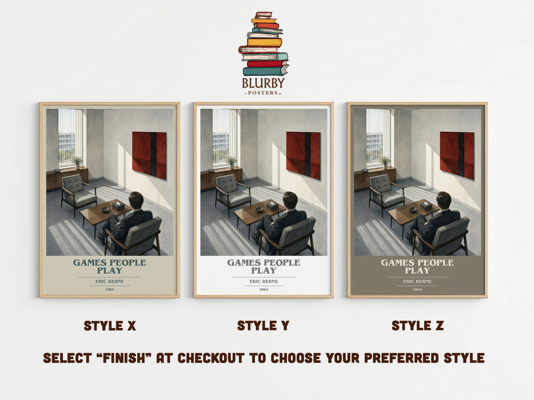 Games People Play book cover print in frame leaning in hallway – non fiction wall art (mockup)