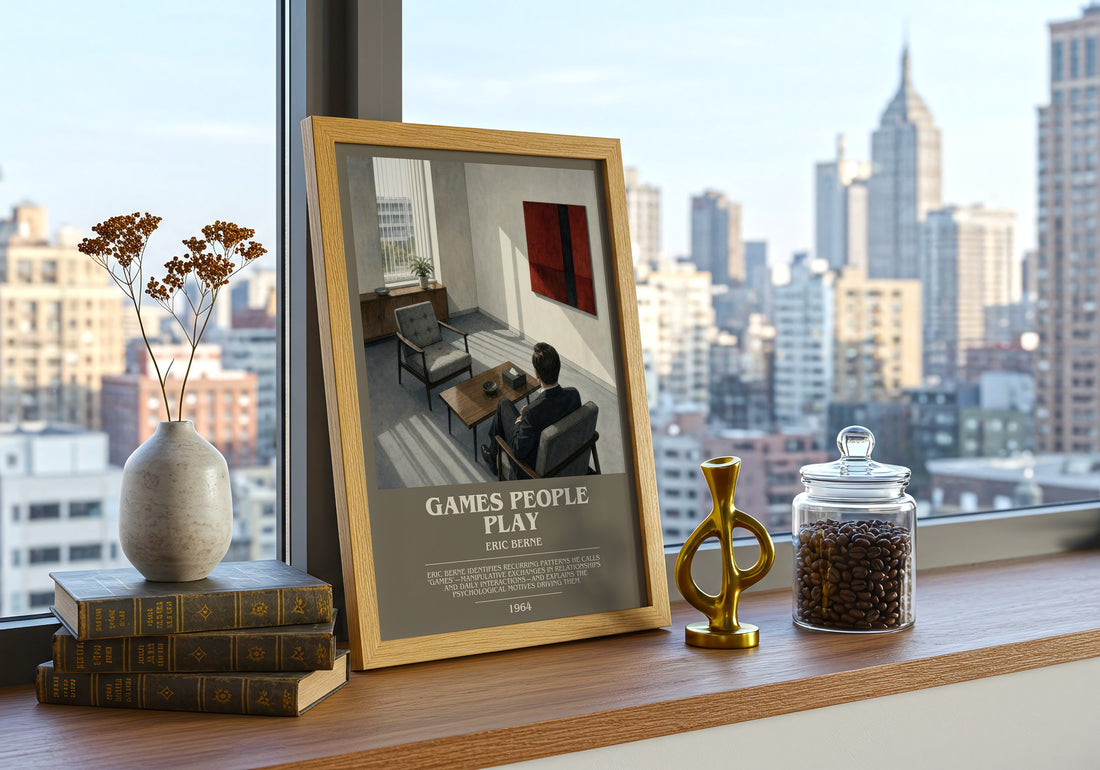 Games People Play bookish print framed by window – literary home decor
