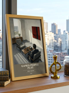 Games People Play book cover print framed by window – literary home decor