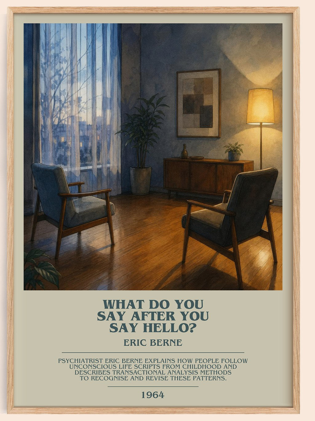 What do you say after you say hello? bookish book poster by Eric Berne – framed literary art print