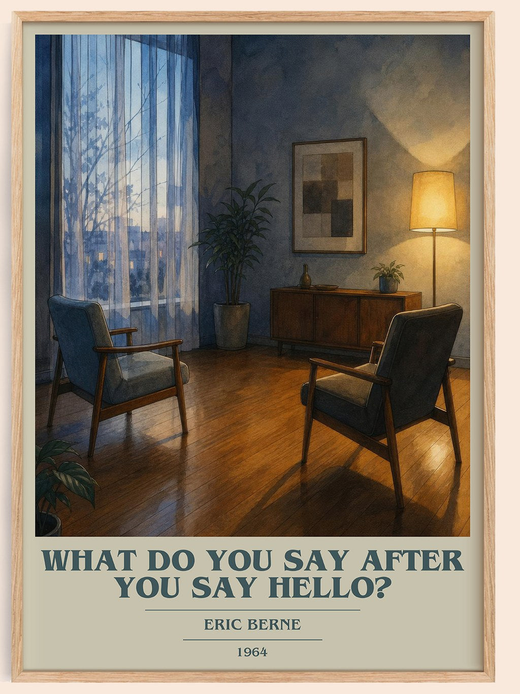 What do you say after you say hello? book cover book poster by Eric Berne – framed literary art print
