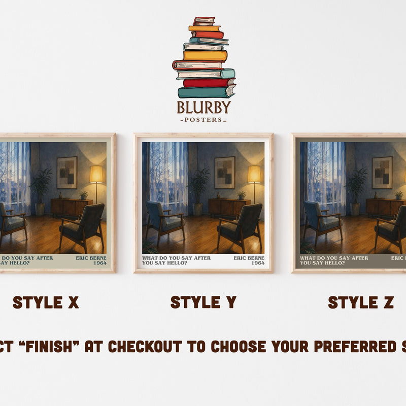 What do you say after you say hello? literary print in frame leaning in hallway – non fiction wall art