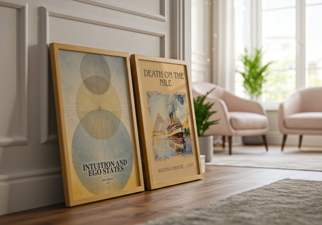 Intuition and ego states watercolour print framed by window – literary home decor
