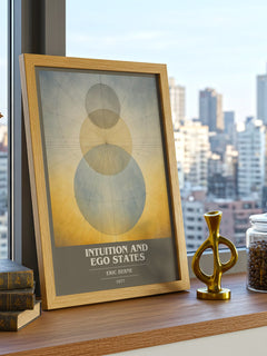 Intuition and ego states book cover print framed by window – literary home decor
