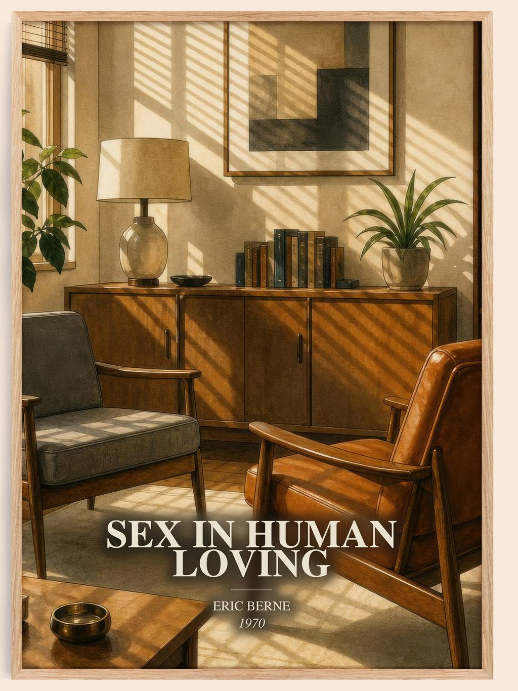 Sex in human loving watercolour book poster by Eric Berne – framed literary art print