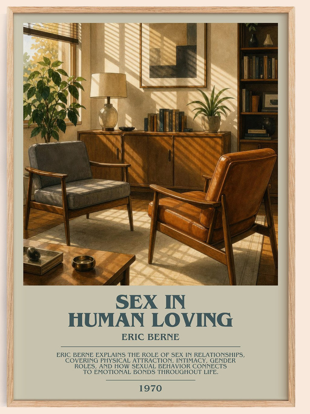 Sex in human loving bookish book poster by Eric Berne – framed literary art print