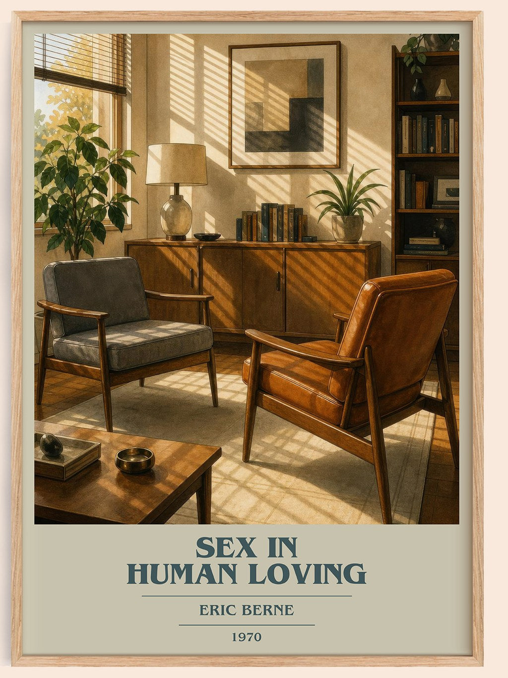 Sex in human loving book cover book poster by Eric Berne – framed literary art print