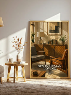 Sex in human loving watercolour print in frame leaning in hallway – non fiction wall art