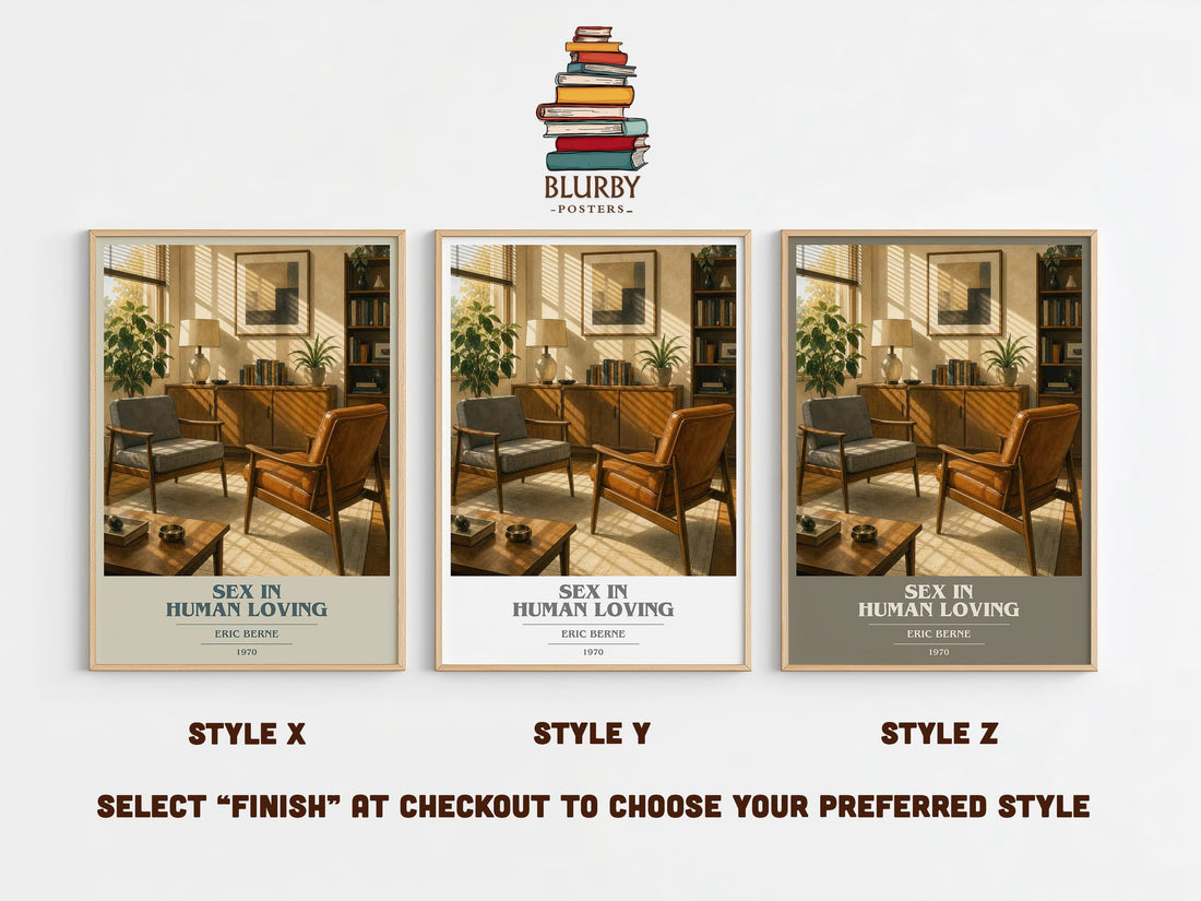 Sex in human loving book cover print in frame leaning in hallway – non fiction wall art (mockup)