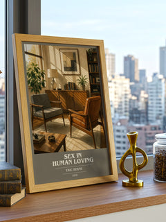 Sex in human loving book cover print framed by window – literary home decor