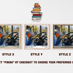 Don't Let the Pigeon Drive the Bus! literary print in frame leaning in hallway – childrens wall art