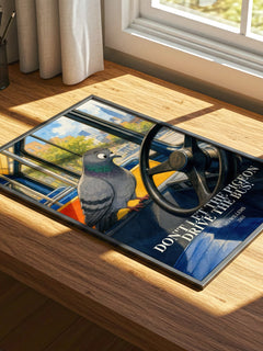 Don't Let the Pigeon Drive the Bus! watercolour book poster framed on wall – childrens wall art