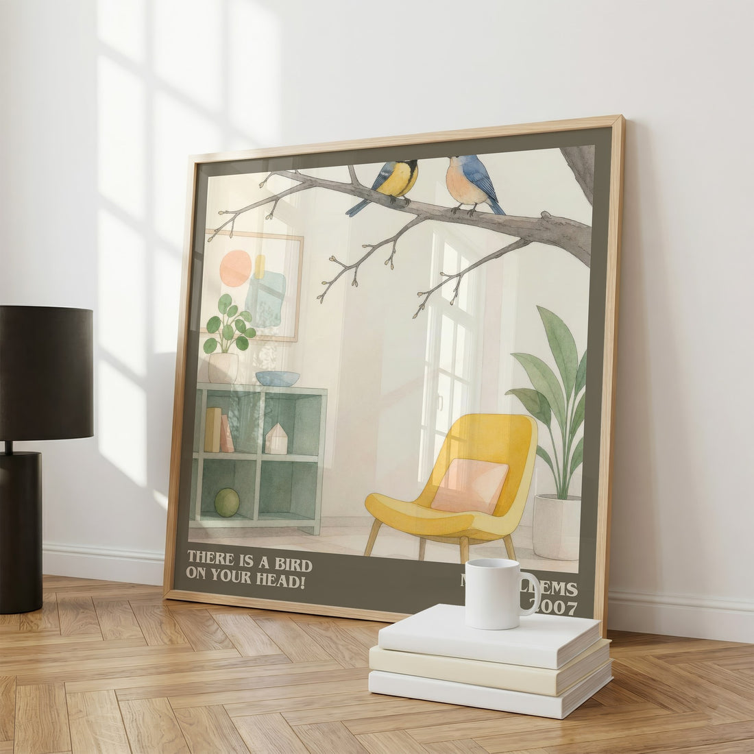 There is a bird on your head! literary print framed by window – literary home decor