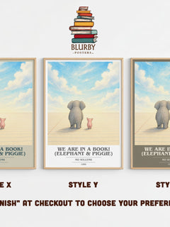 We Are in a Book! (Elephant & Piggie) book cover print in frame leaning in hallway – childrens wall art