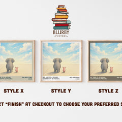 We Are in a Book! (Elephant & Piggie) literary print in frame leaning in hallway – childrens wall art