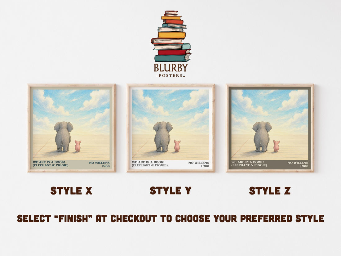 We Are in a Book! (Elephant & Piggie) literary print in frame leaning in hallway – childrens wall art (mockup)