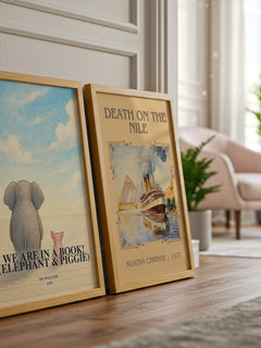 We Are in a Book! (Elephant & Piggie) watercolour print framed by window – literary home decor