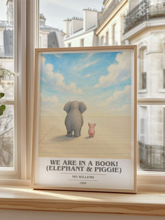 We Are in a Book! (Elephant & Piggie) book cover poster colour and style options – Mo Willems book art