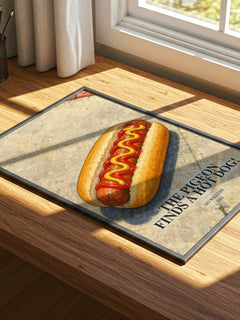 The Pigeon finds a hot dog! watercolour book poster framed on wall – childrens wall art