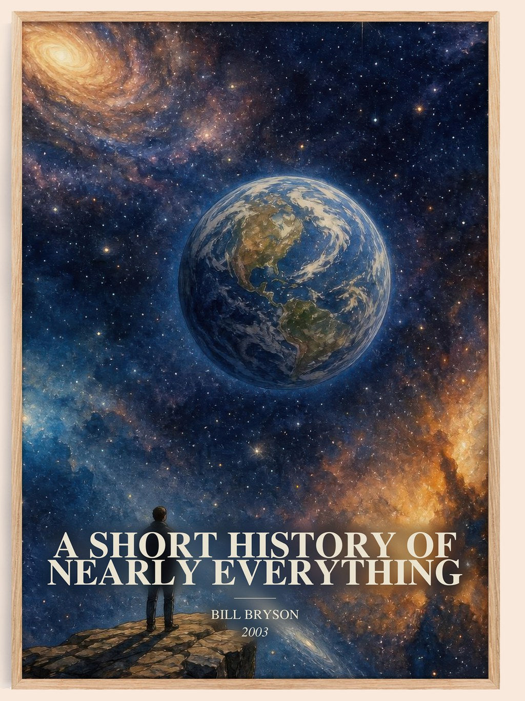 A short history of nearly everything watercolour book poster by Bill Bryson – framed literary art print
