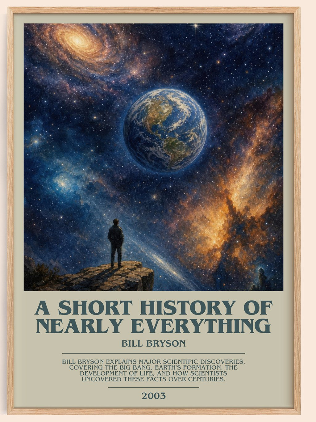 A short history of nearly everything bookish book poster by Bill Bryson – framed literary art print