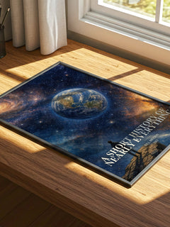 A short history of nearly everything watercolour book poster framed on wall – non fiction wall art