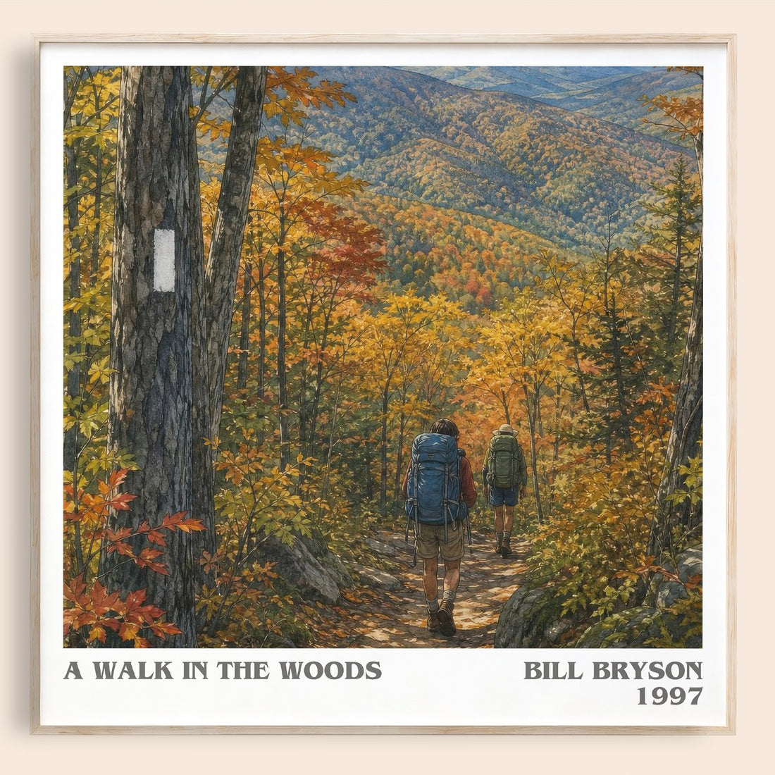 A Walk in the Woods literary book poster by Bill Bryson – framed literary art print