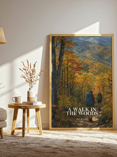 A Walk in the Woods watercolour print in frame leaning in hallway – memoir wall art