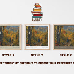 A Walk in the Woods literary print in frame leaning in hallway – memoir wall art