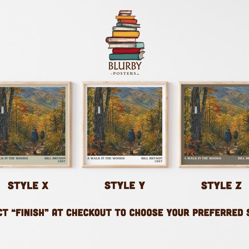 A Walk in the Woods literary print in frame leaning in hallway – memoir wall art