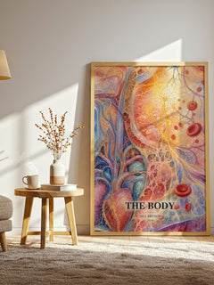 The Body watercolour print in frame leaning in hallway – non fiction wall art