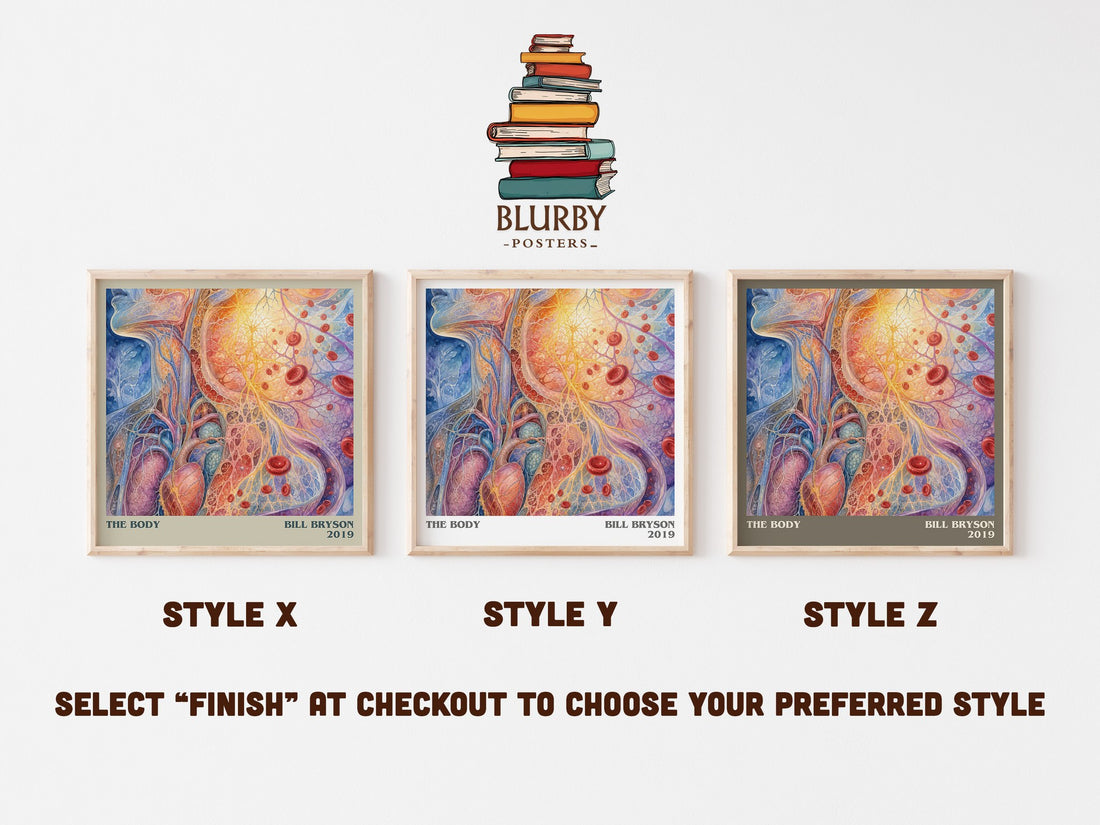 The Body literary print in frame leaning in hallway – non fiction wall art (mockup)