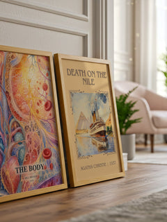 The Body watercolour print framed by window – literary home decor