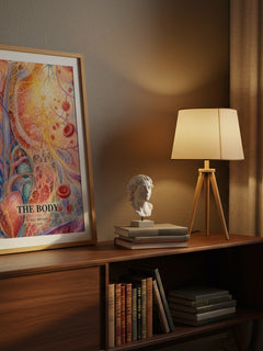 The Body watercolour print on bookshelf – Bill Bryson fan gift