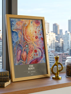 The Body book cover print framed by window – literary home decor
