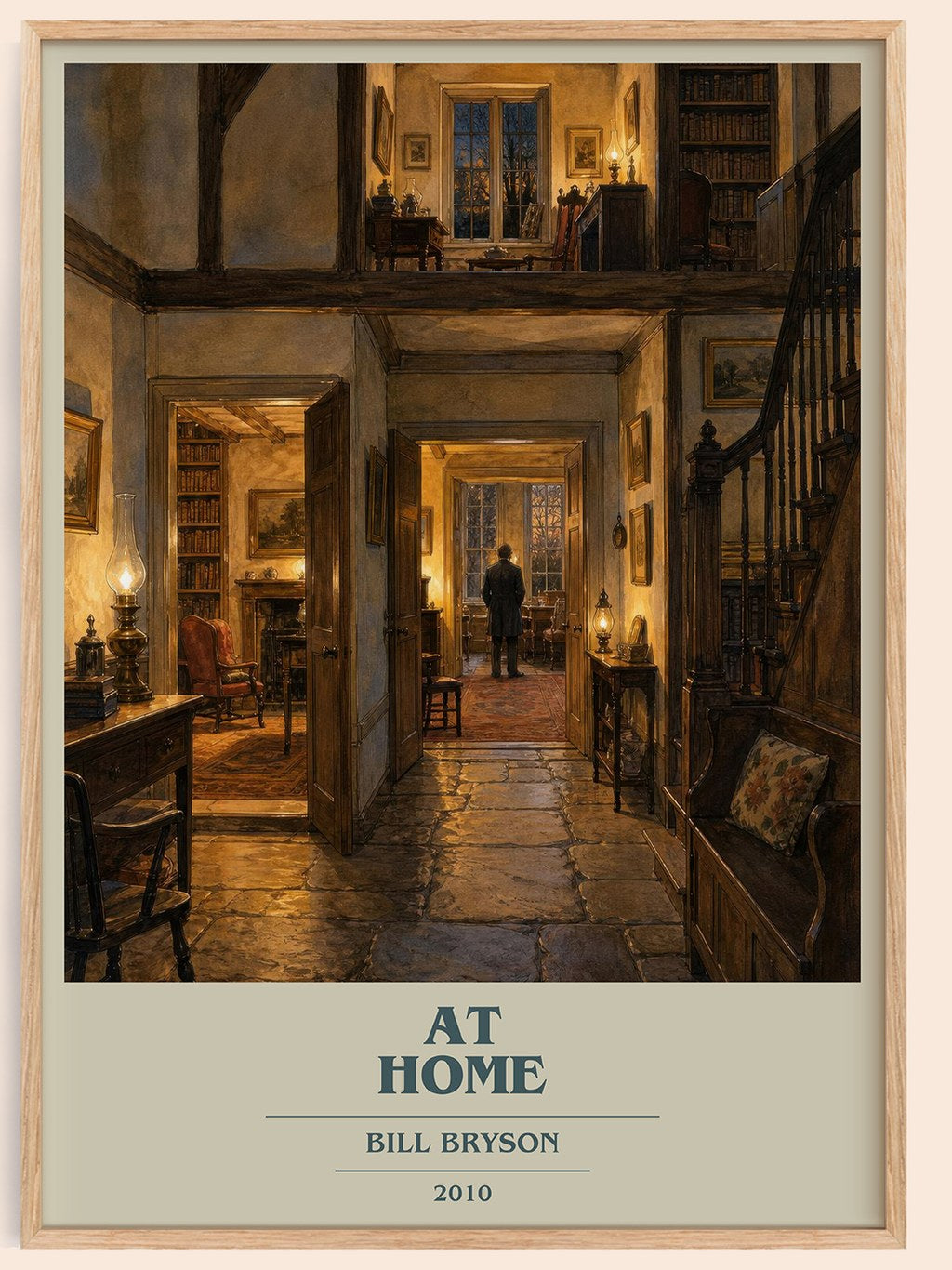 At Home book cover book poster by Bill Bryson – framed literary art print
