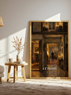 At Home watercolour print in frame leaning in hallway – non fiction wall art