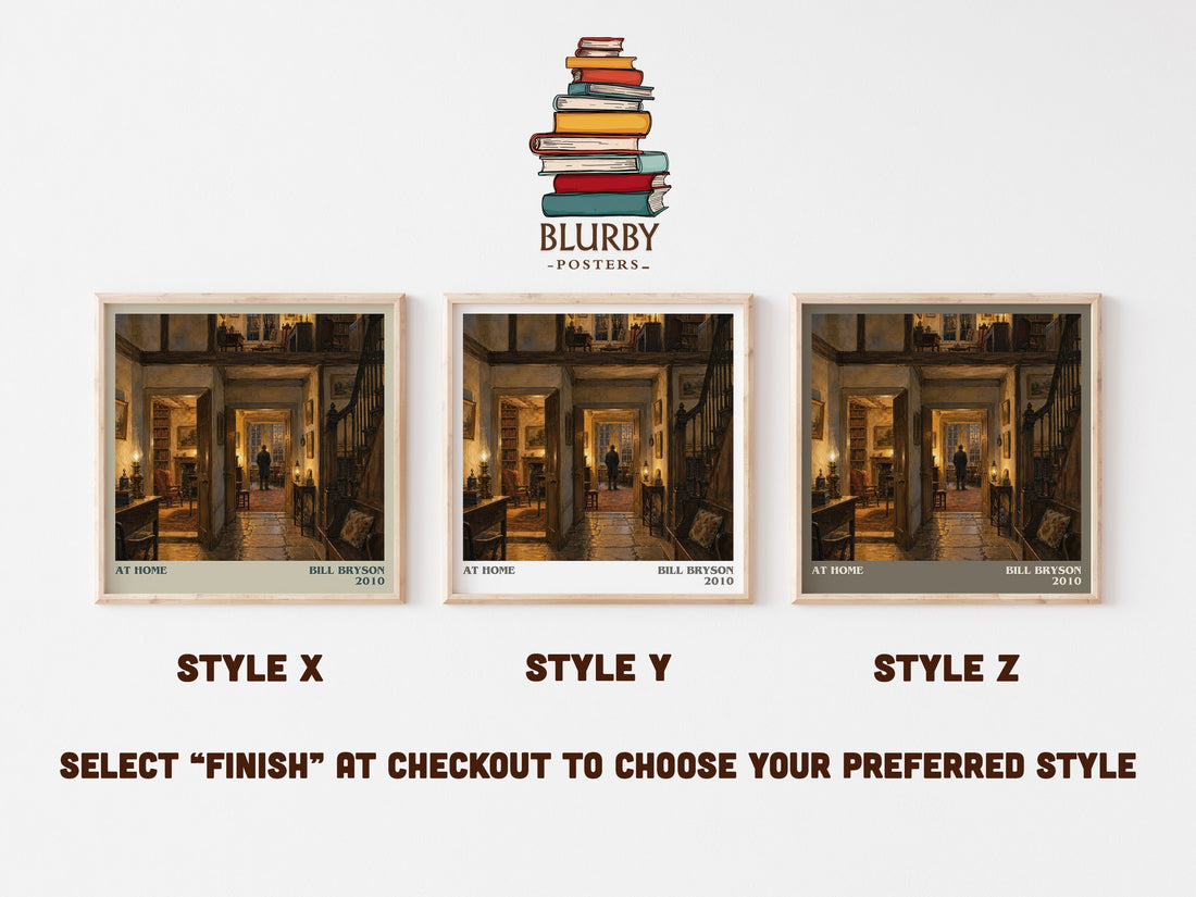 At Home literary print in frame leaning in hallway – non fiction wall art (mockup)