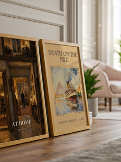 At Home watercolour print framed by window – literary home decor