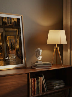 At Home watercolour print on bookshelf – Bill Bryson fan gift