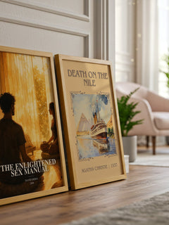 The Enlightened Sex Manual watercolour print framed by window – literary home decor
