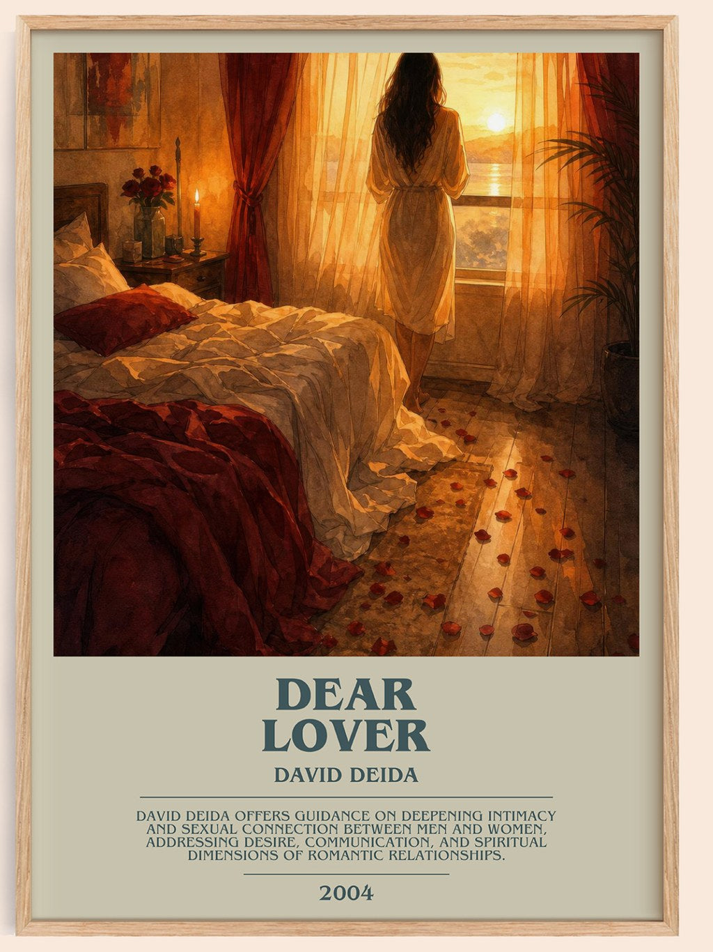 Dear Lover bookish book poster by David Deida – framed literary art print
