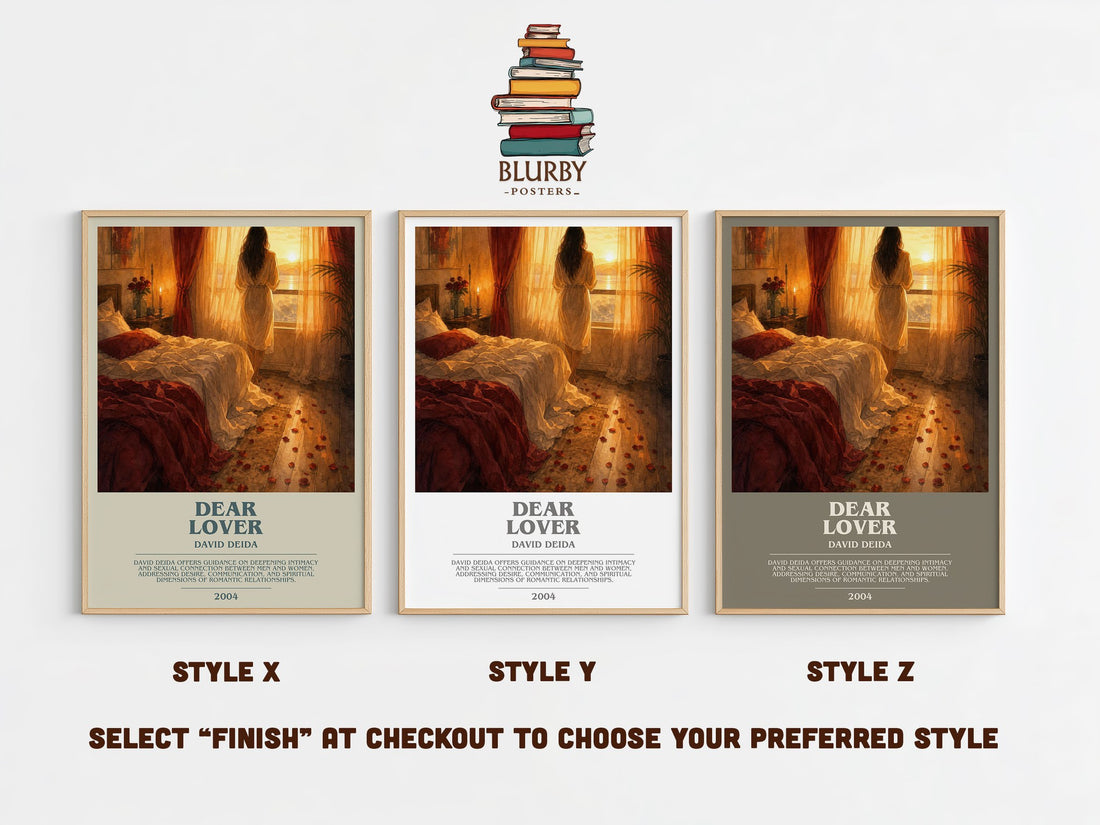 Dear Lover bookish print in frame leaning in hallway – philosophy wall art (mockup)