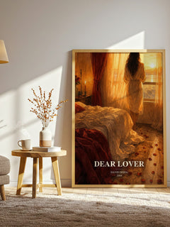 Dear Lover watercolour print in frame leaning in hallway – philosophy wall art