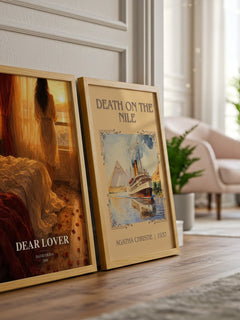Dear Lover watercolour print framed by window – literary home decor